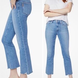 PAIGE Light Blue Cropped High-Rise Jeans